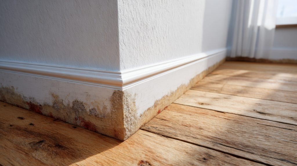 Damp and bubbling paint on a Muizenberg home wall before repainting